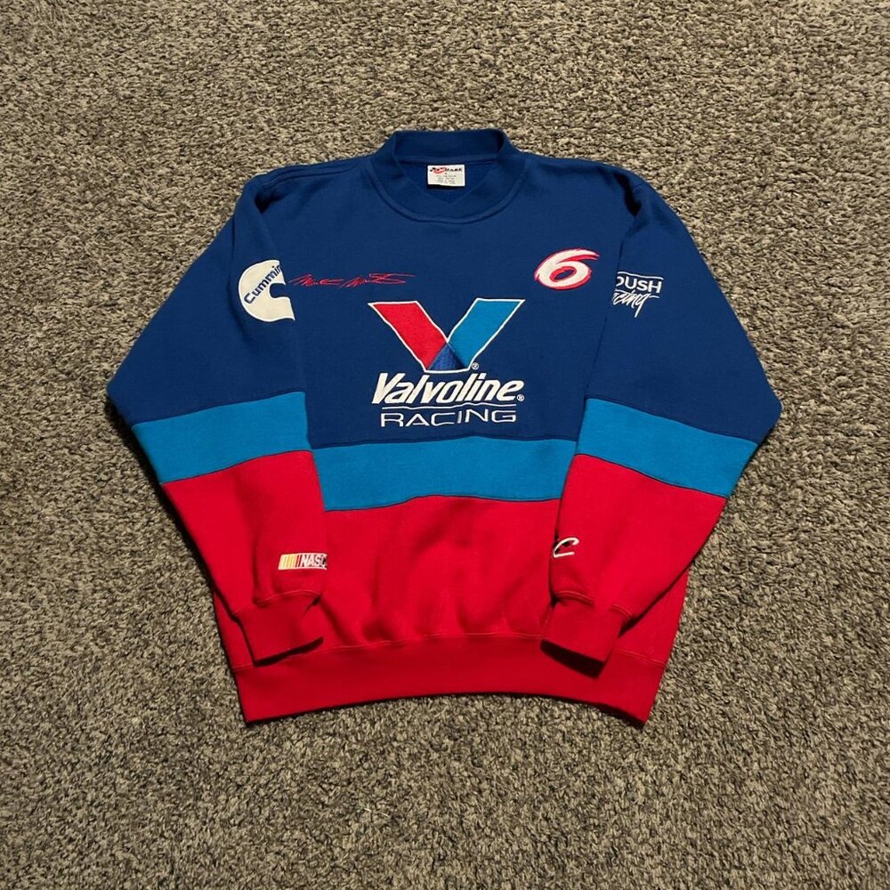 Vintage Valvoline Racing Mark Martin NASCAR Blue Crewneck Sweatshirt